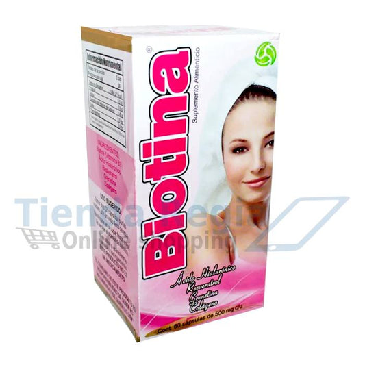 Caja de Biotina W con 60 capsulas de 500mg cada una.-De venta en Tienda Regia.