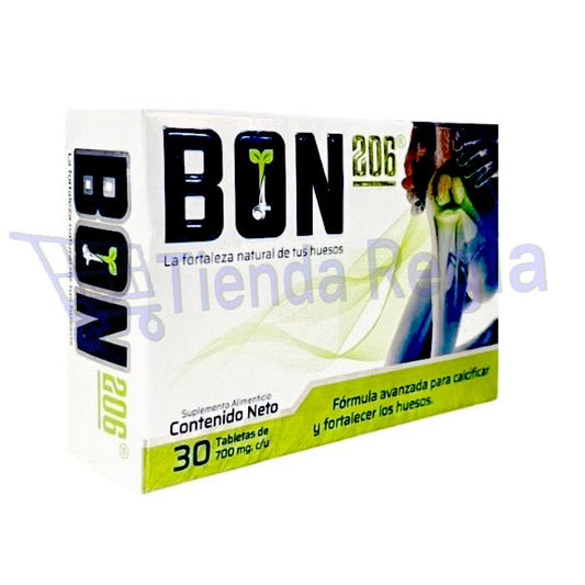 Caja de Bone 206 con 30 tabletas de 700 mg cada una.-De venta en Tienda Regia.