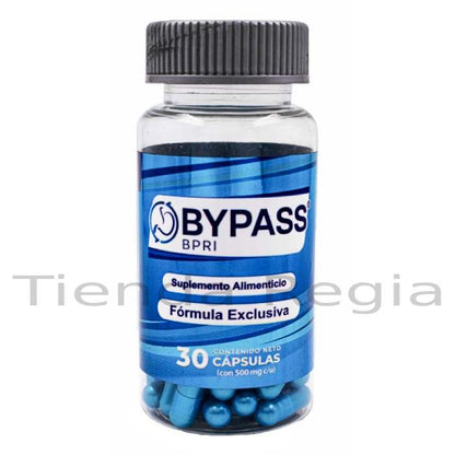 Frasco de bypass azul con 30 cápsulas de 500mg c/u-De venta en Tienda Regia.
