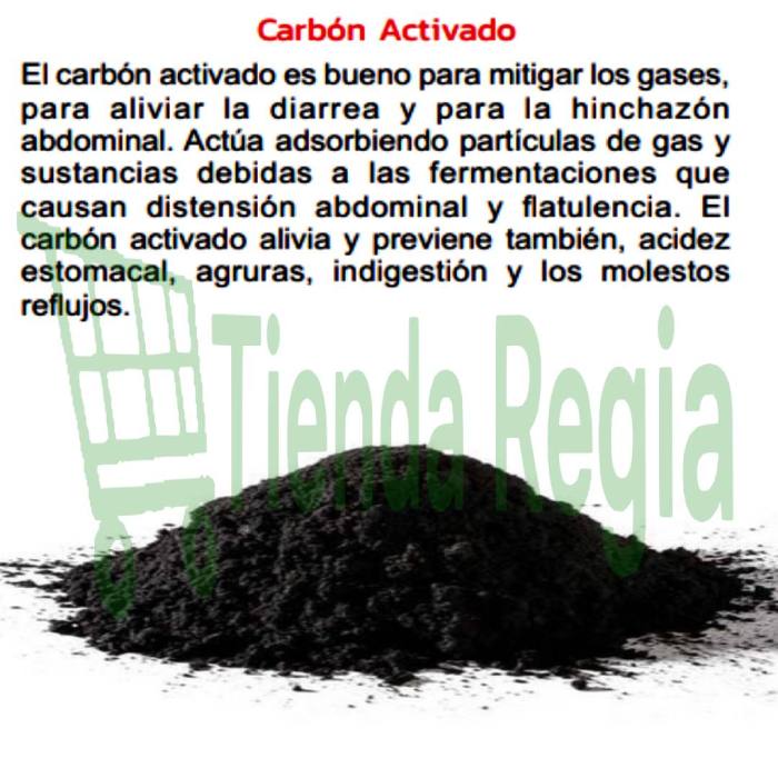 BENEFICIOS DE CARBON ACTIVADO HIERBAS DE ORO-De venta en Tienda Regia.