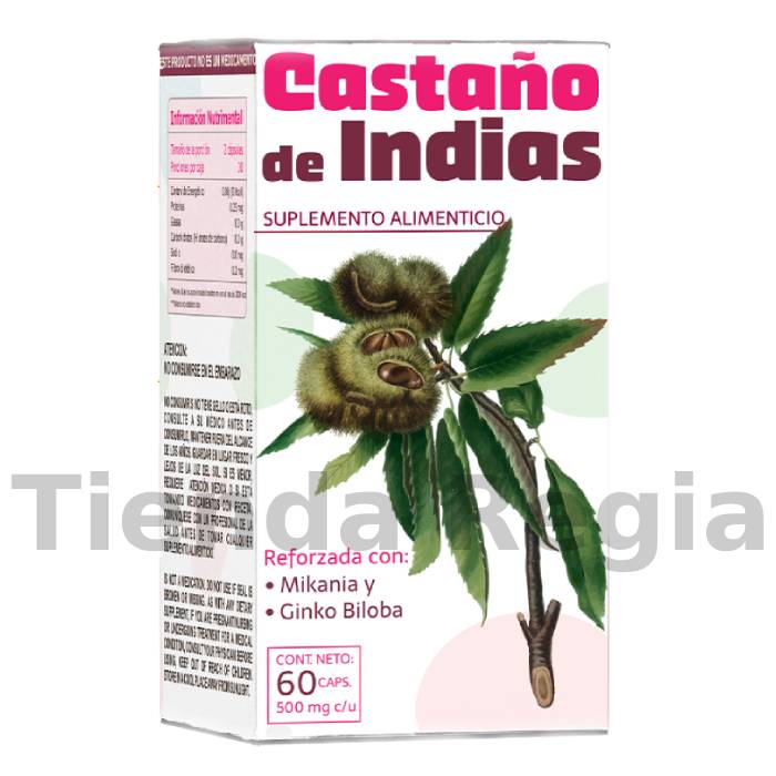 CAJA DE CASTAÑO DE INDIAS GINKGO-MIKANIA CON 60 CÁPSULAS-De venta en Tienda Regia.
