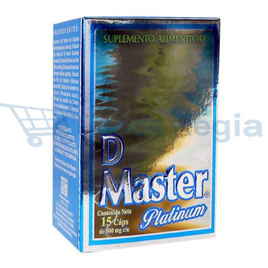 CAJA DE D MASTER PLATINUM CON 15 CÁPSULAS DE 500MG C/U-De venta en Tienda Regia.