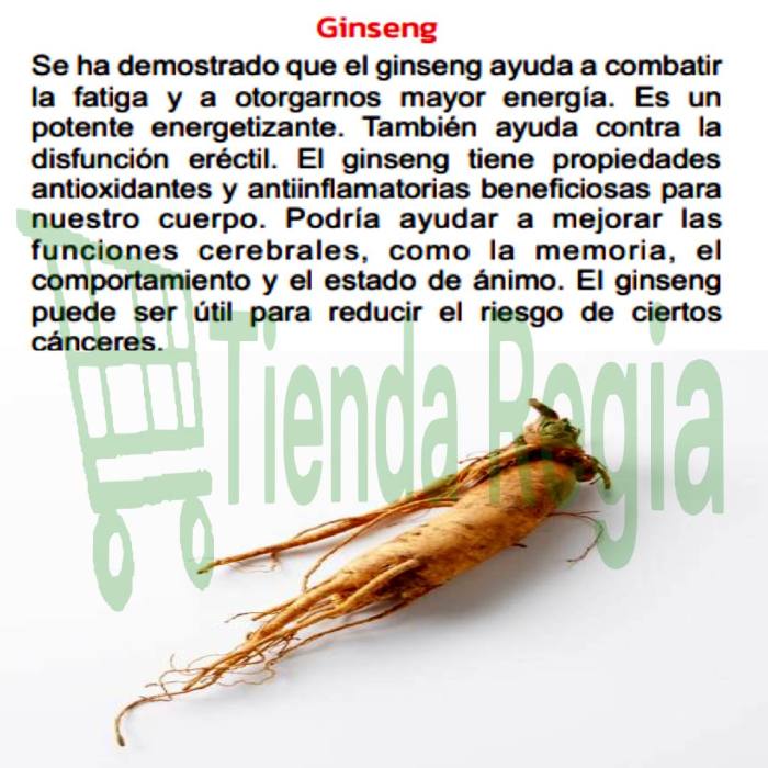 BENEFICIOS DE GINSENG HIERBAS DE ORO-De venta en Tienda Regia.