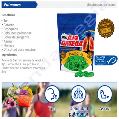 BENEFICIOS E INGREDIENTES  DEL MR AJO OMEGA PULMONES