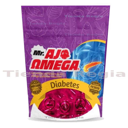 Bolsa de mr. ajo omega diabetes con 60 cápsulas.