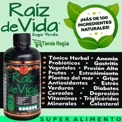 Bote de Raiz de Vida, Jugo Verde, Super Alimento-De venta en Tienda Regia