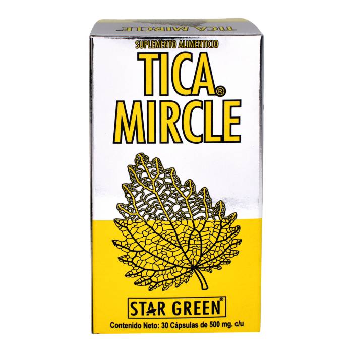 CAJA DE TICA MIRACLE, ORTICA MIRACLE, PODER-ORTIGA, MILAGRO ORTIGA, nueva presentación