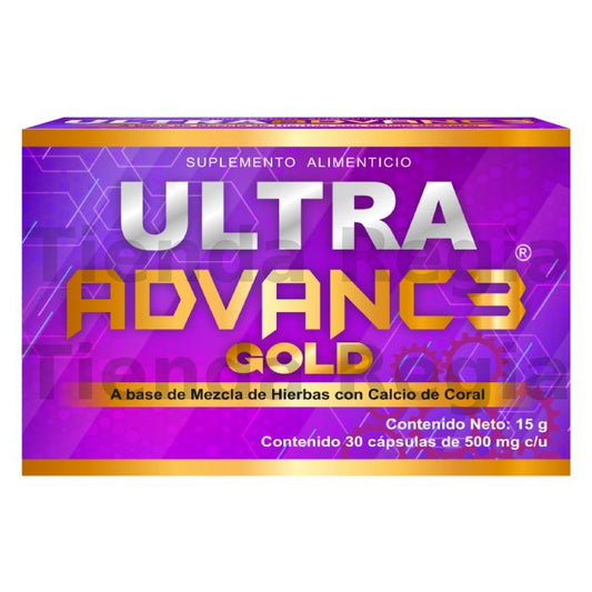 Caja de capsulas Ultra Advance Gold Morada, Pastillas para el dolor, ¿Qué pastillas son buenas para el dolor muscular? dolores más crónicos, dolores de espalda, musculares, de huesos, articulaciones, ciática, gota, etc.